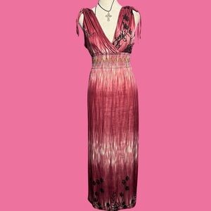 Pink Ombre Maxi Dress with Embroidered Details